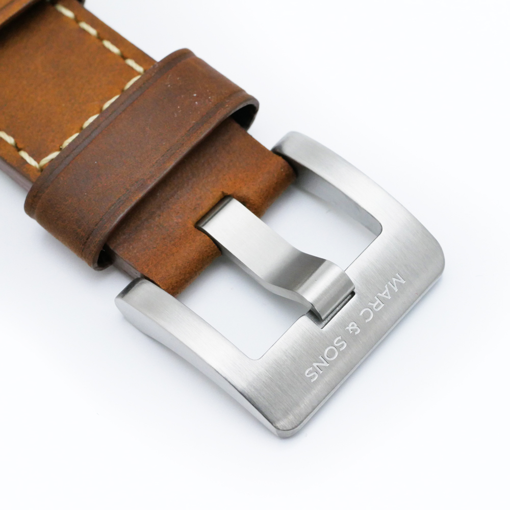 Marc & Sons Elegance Brown Professional Automatic Pilot Men's Watch 46mm 10ATM Black Dial/Brown Band